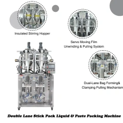 Double Lane Servo Moving Film Liquid & Paste Stick Pack Machine