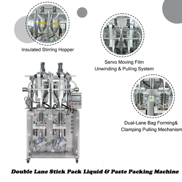 Double Lane Servo Moving Film Liquid & Paste Stick Pack Machine