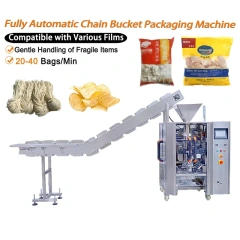 Automatic Chain Bucket Packaging Machine For Fragile Irregular Solid Food & Hardware