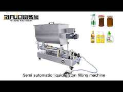 Semi-Automatic Horizontal Pneumatic Piston Paste Filling Machine with Stirring Hopper for Sauce Honey Cosmetic Liquid