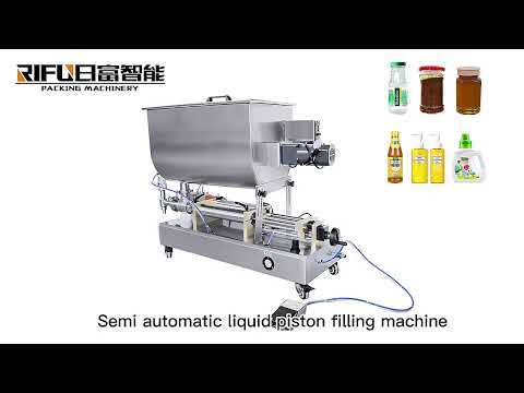 Semi-Automatic Horizontal Pneumatic Piston Paste Filling Machine with Stirring Hopper for Sauce Honey Cosmetic Liquid