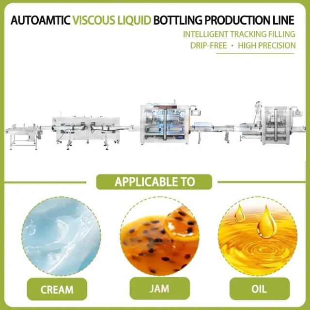 Automatic Tracking Piston Washing Filling Capping Production Line | For Jam Ketchup Oil Syrup Viscous Liquid Bottling