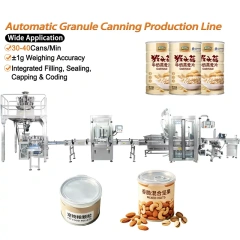 Automatic Granule Tin Can Packaging Production Line | Weighing Filling Sealing Capping Laser Coding For Nuts Oatmeal Pet Food