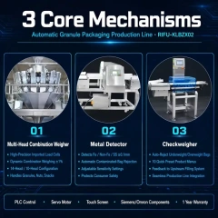 Automatic Multi-Head Granule Packing Line With Metal Detector & Weight Checker For Rice Nuts Candy Beans