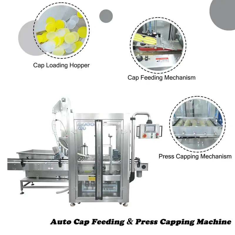 Automatic Cap Feeding Press Capping Machine | Tin Can Plastic Jar Capper