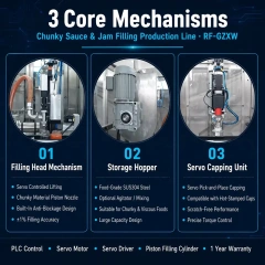 Full Automatic Chunky Sauce & Jam Jar Sorting Washing Filling Capping Line