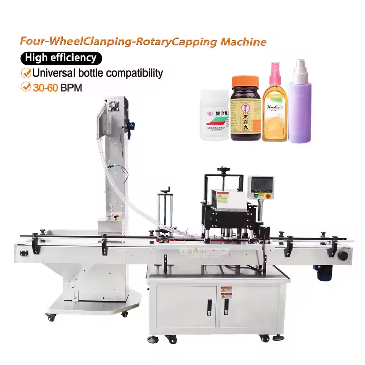 Automatic Four-Wheel Twist Capping Machine for Plastic & Glass Bottles