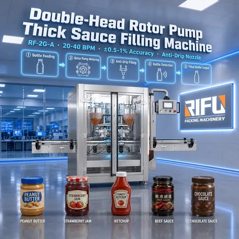 Double‑Head Rotor Pump Thick Sauce Filling Machine For Jar Bottles