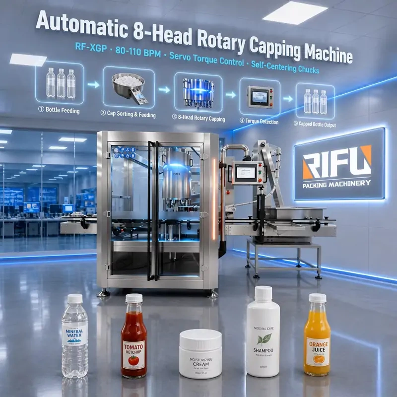 Automatic 8‑Head Rotary Capping Machine | Automatic Bottle Screw Capper