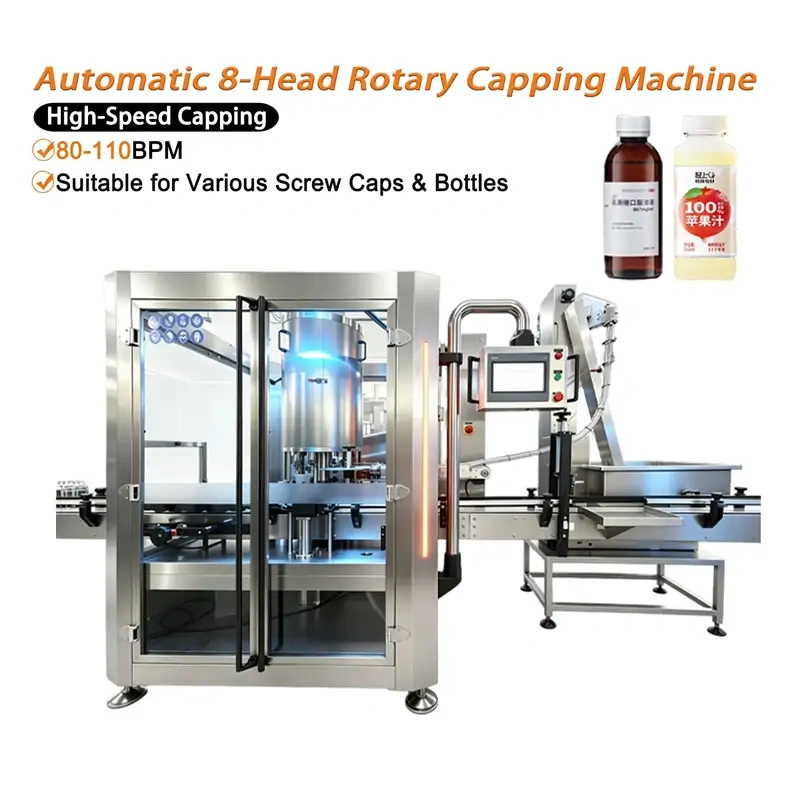 Automatic 8‑Head Rotary Capping Machine, high speed rotary screw capper for various bottles and caps