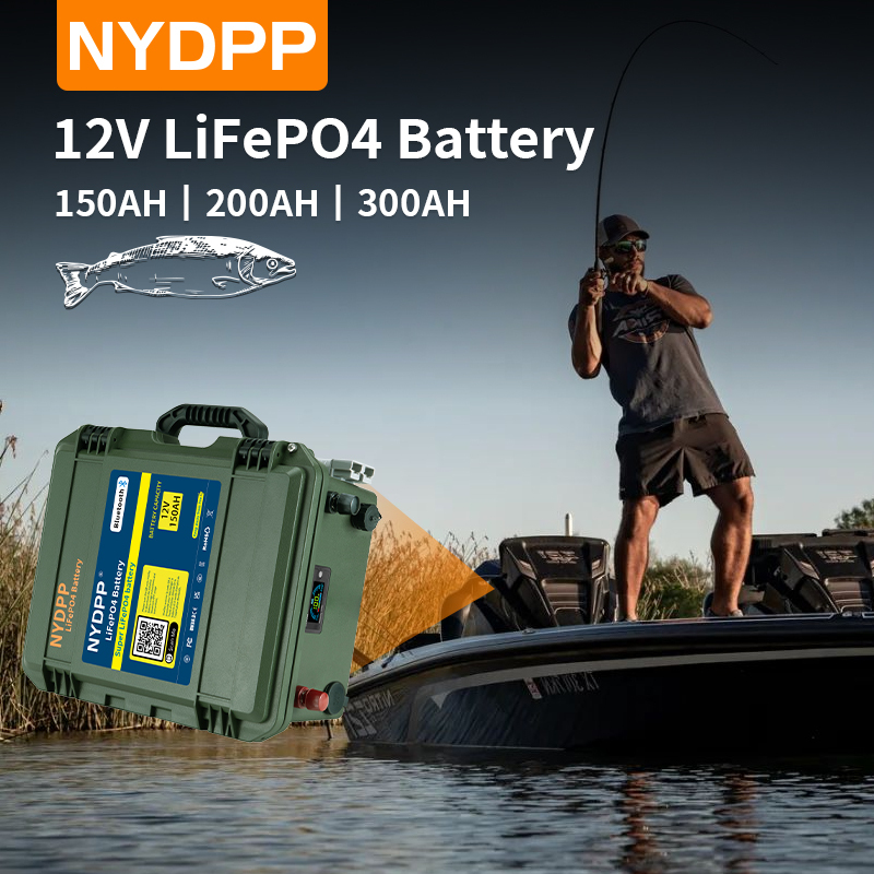 12V LiFePO4 batterie 150AH 200AH 300AH, 12.8v fer phosphate batterie au lithium est livré avec un chargeur 20A.