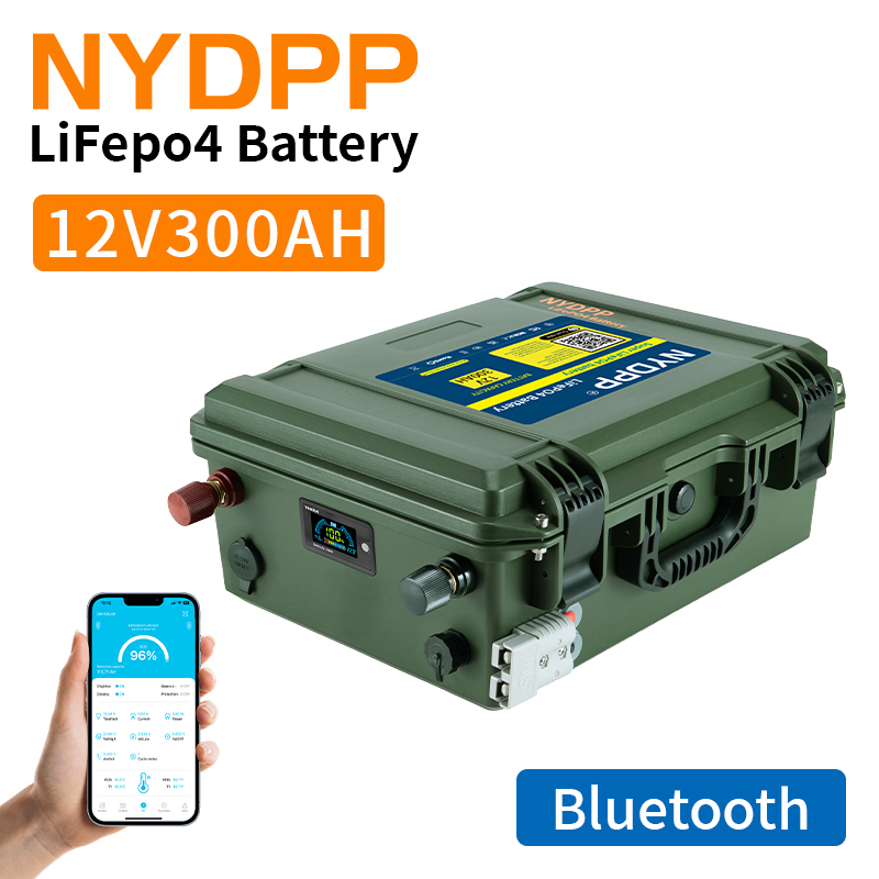 12V LiFePO4 batterie 150AH 200AH 300AH, 12.8v fer phosphate batterie au lithium est livré avec un chargeur 20A.