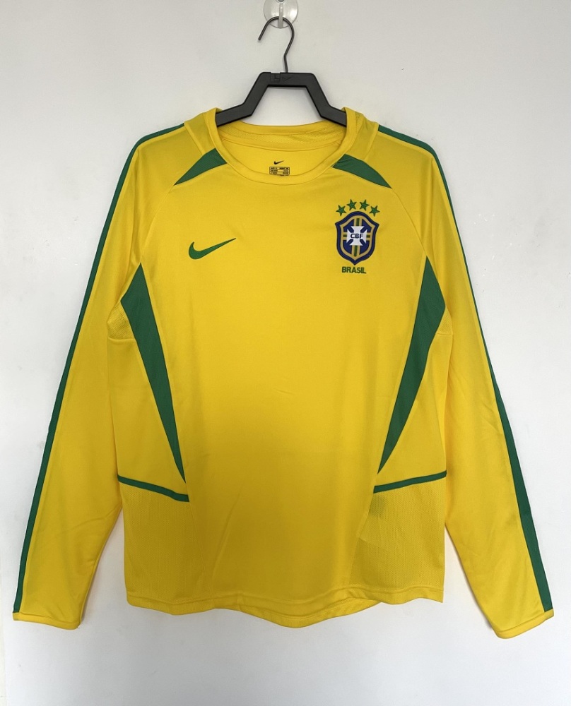 2002 season Brazil home Long sleeved retro Fan version