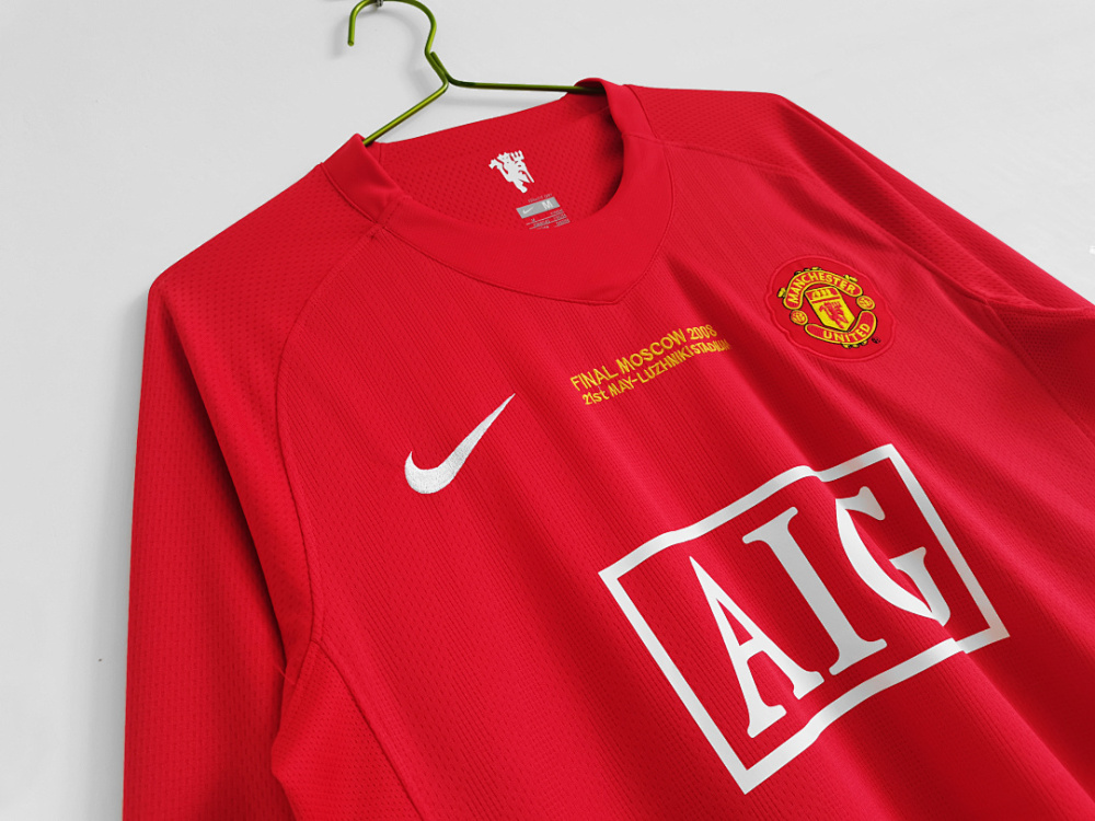 2007/08 season  Manchester United UEFA Champions League home Long sleeved retro Fan version