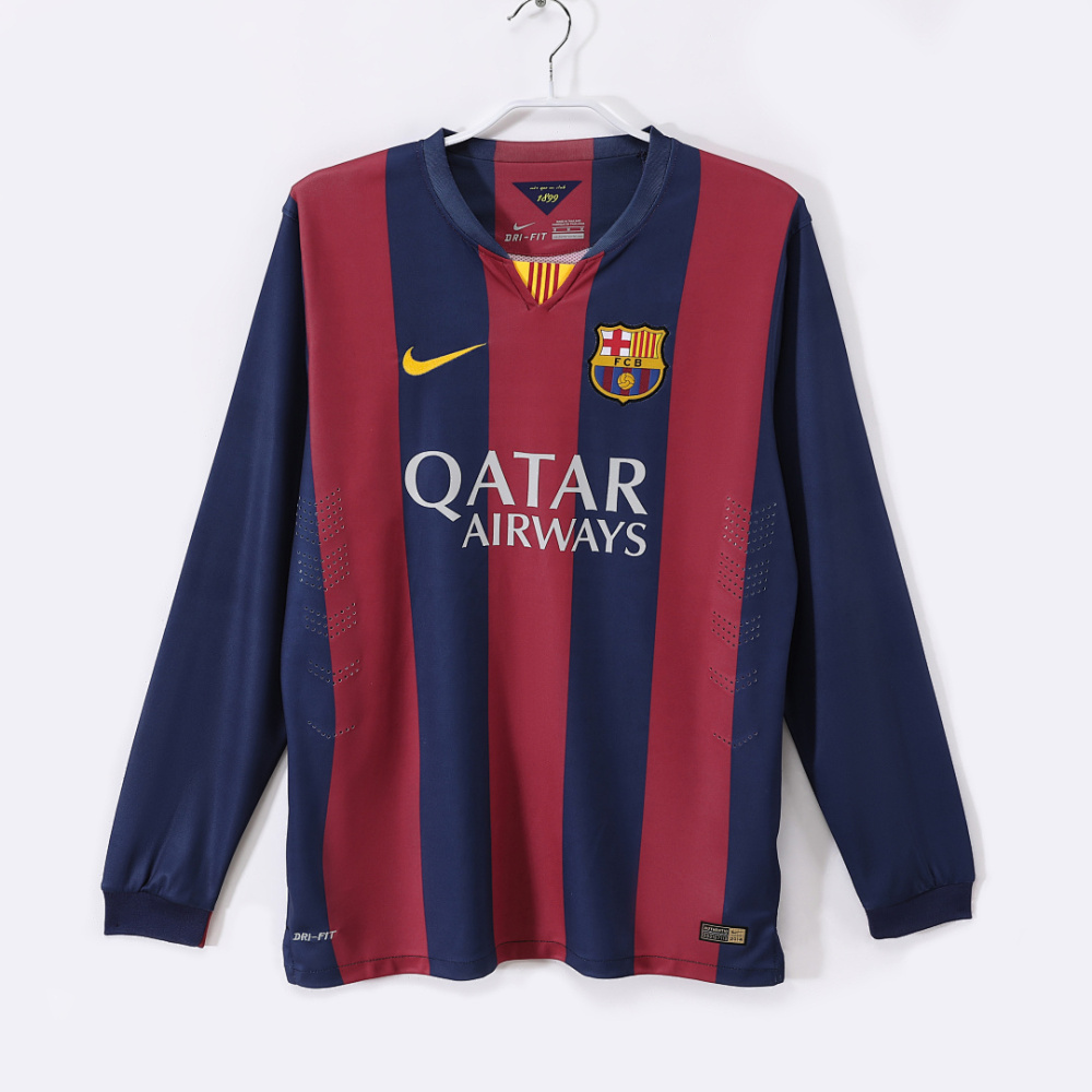 2014/15 season  Barcelona home Long sleeved retro Fan version