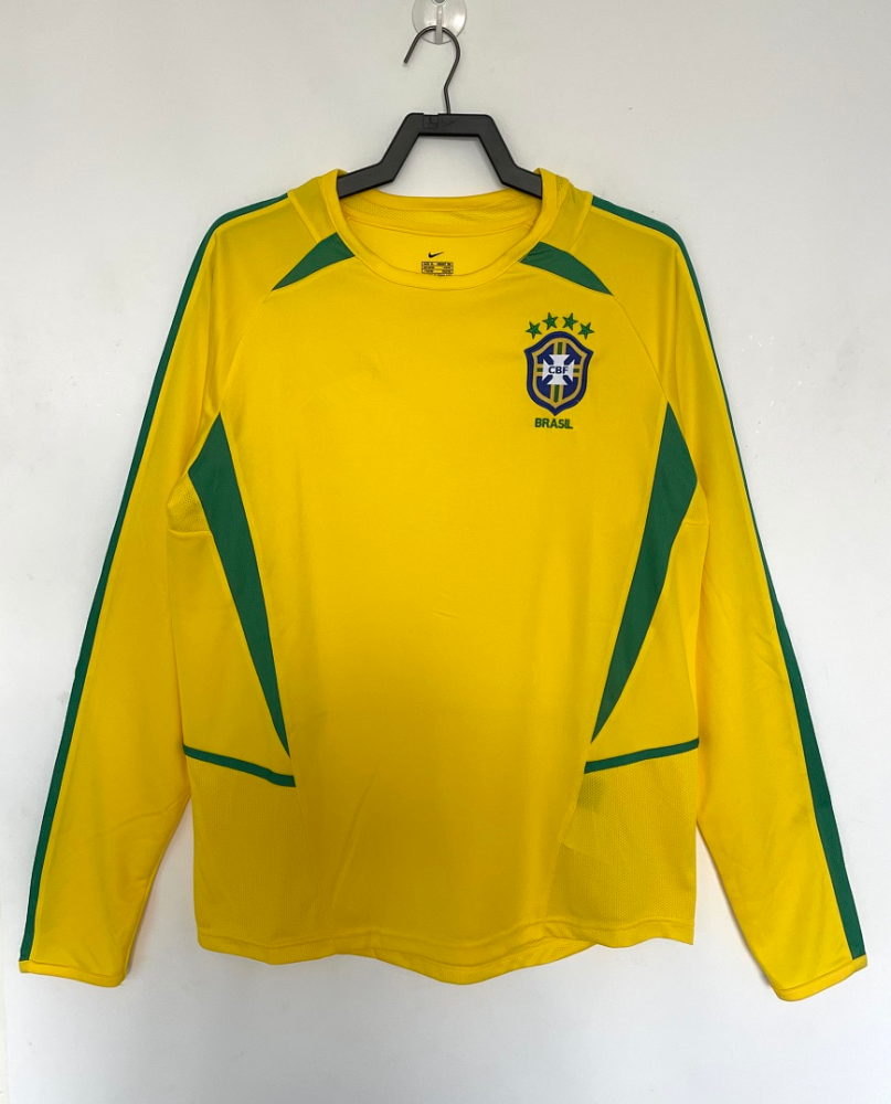 2002 season Brazil home Long sleeved retro Fan version