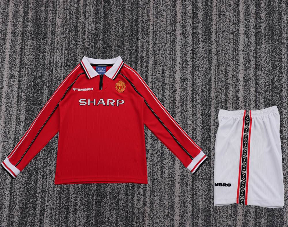 9899 season Manchester United kids long sleeves home