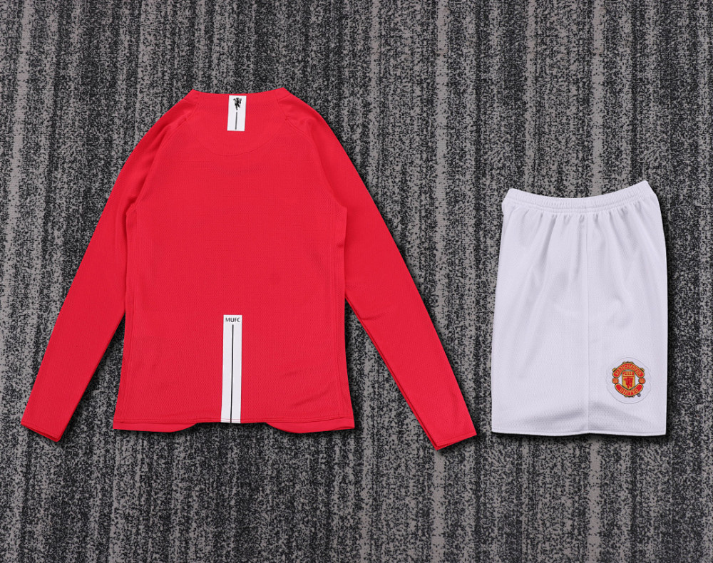 0708 season Manchester United kids long sleeves home UEFA Champions League