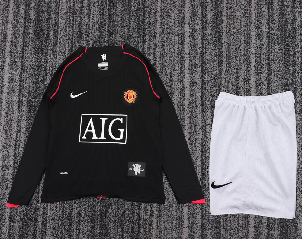 0708 season Manchester United kids long sleeves away