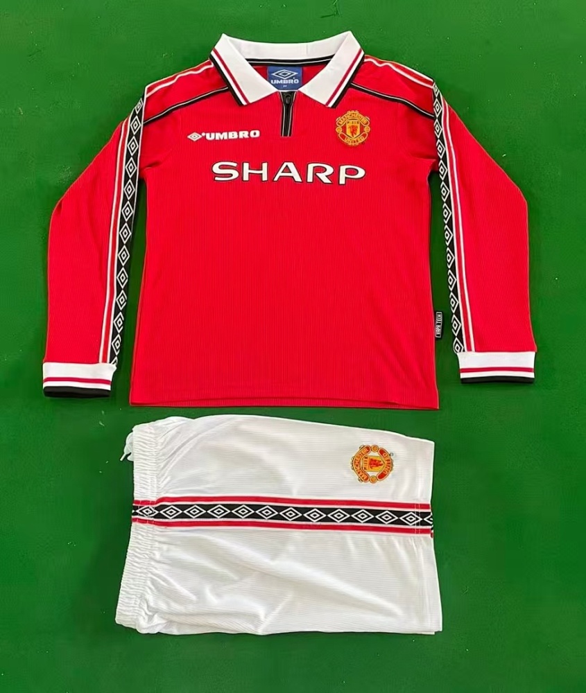 9899 season Manchester United kids long sleeves home