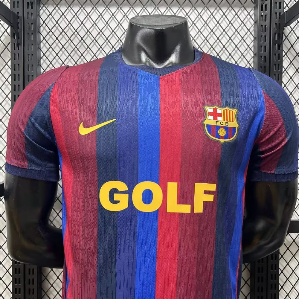 2627 Barcelona Home Jersey player Version with ad "GOLF "