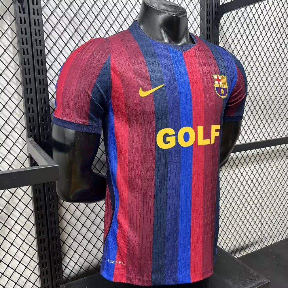 2627 Barcelona Home Jersey player Version with ad "GOLF "