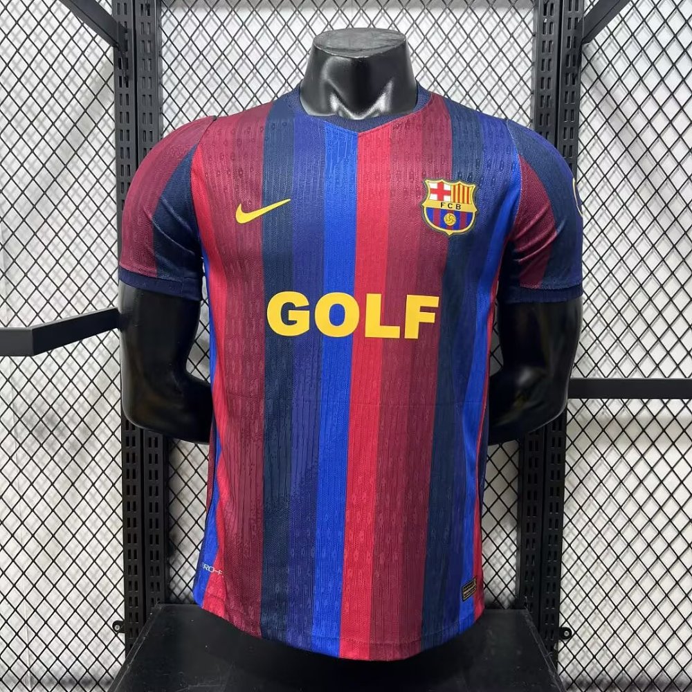 2627 Barcelona Home Jersey player Version with ad "GOLF "