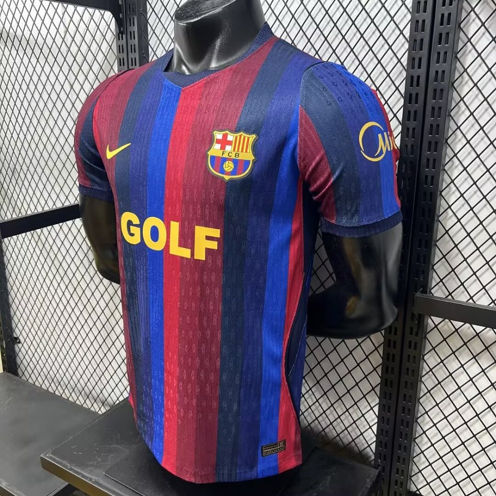 2627 Barcelona Home Jersey player Version with ad "GOLF "
