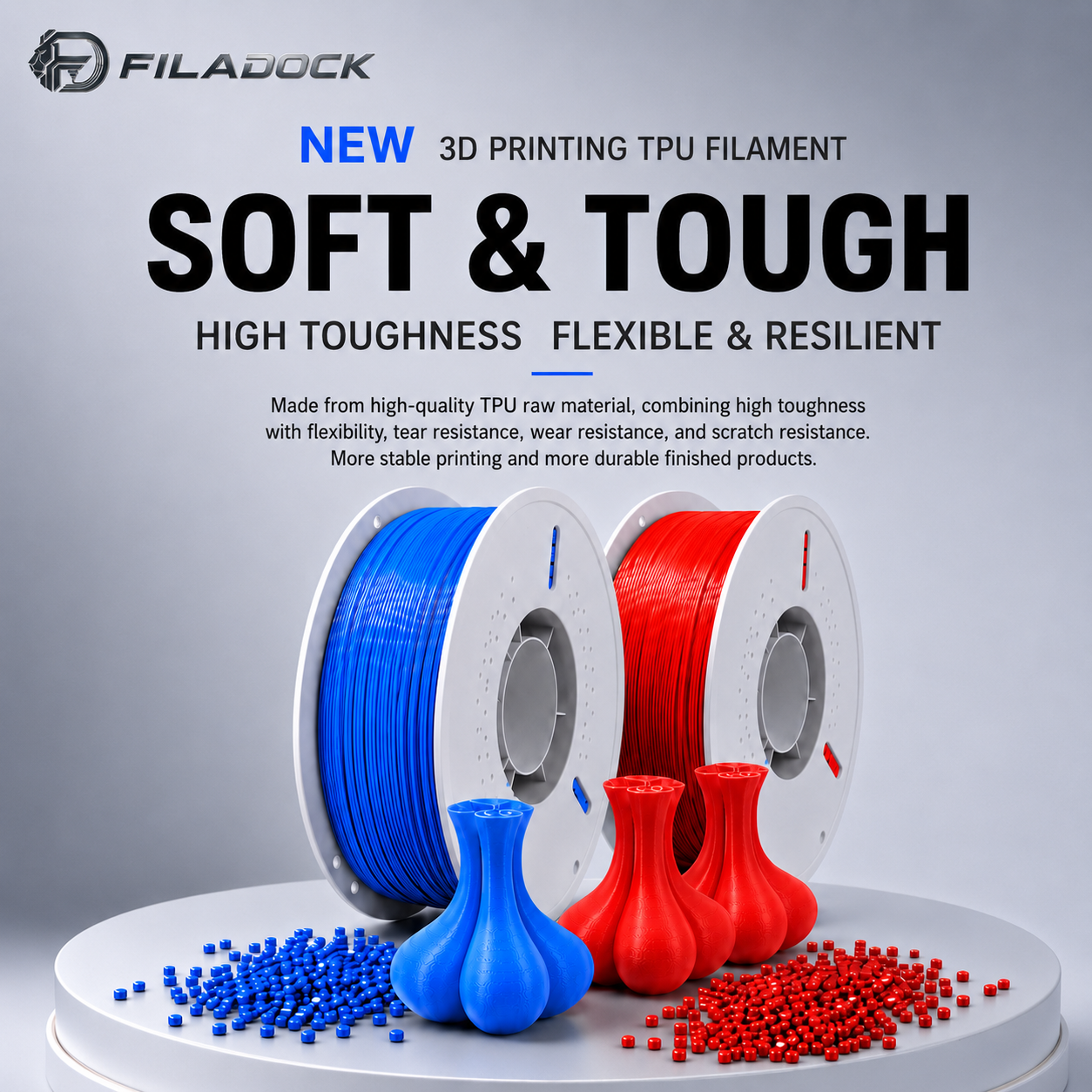 95A TPU Filament 1.75mm Flexible Soft Rubber 3D Printer Material