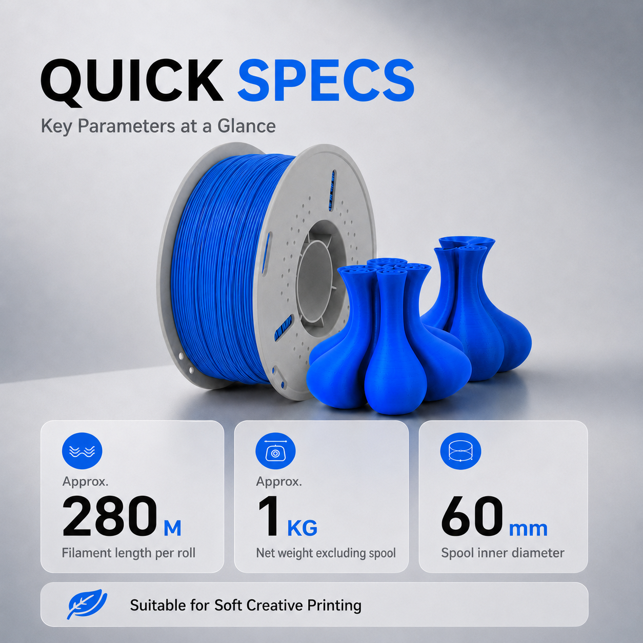 95A TPU Filament 1.75mm Flexible Soft Rubber 3D Printer Material