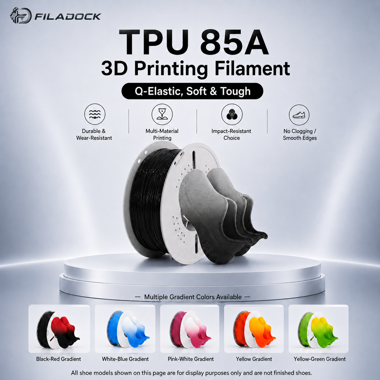 Filadock 85A Soft TPU Filament 1.75mm – Ultra Flexible TPU for 3D Printed Shoes, Insoles & Functional Parts
