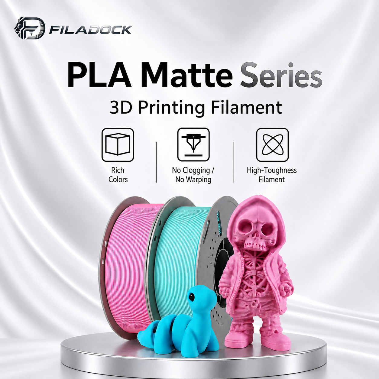 Filadock Matte PLA+ Filament 1.75mm – High Speed Frosted PLA+ for Premium 3D Printing