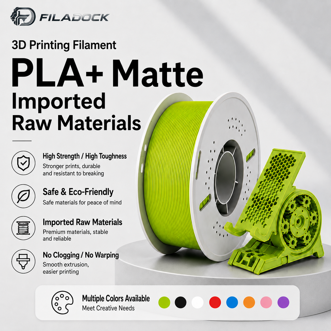 Filadock Matte PLA+ Filament 1.75mm – High Speed Frosted PLA+ for Premium 3D Printing