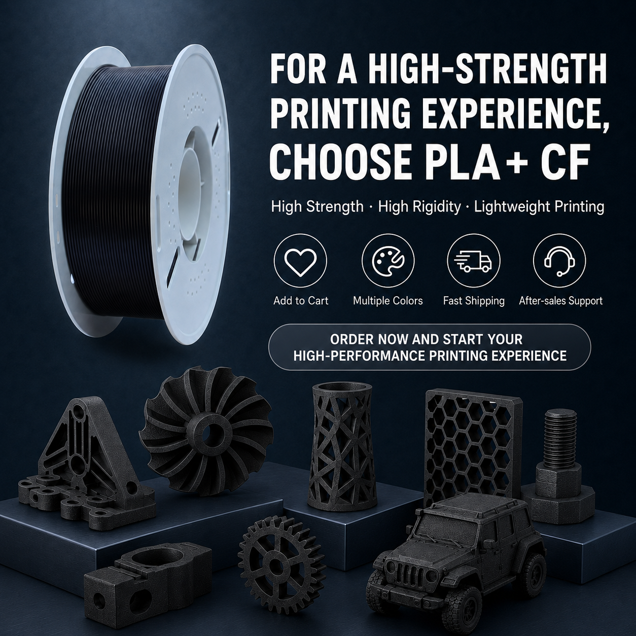 Filadock PLA-CF Filament 1.75mm – Carbon Fiber Reinforced PLA for Matte & Functional 3D Printing