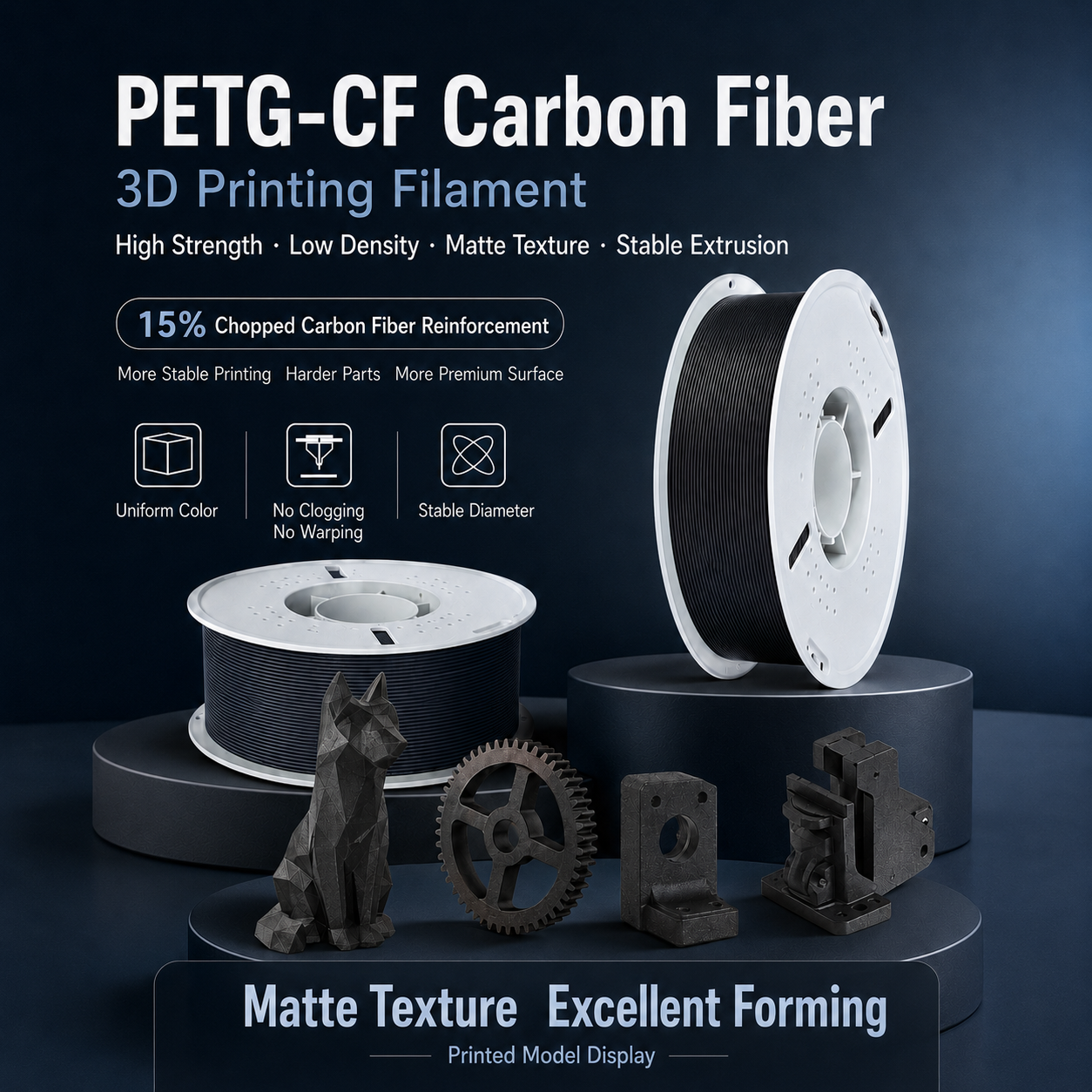 Filadock PETG-CF Filament 1.75mm – 15% Carbon Fiber Reinforced PETG for Structural & Engineering 3D Printing