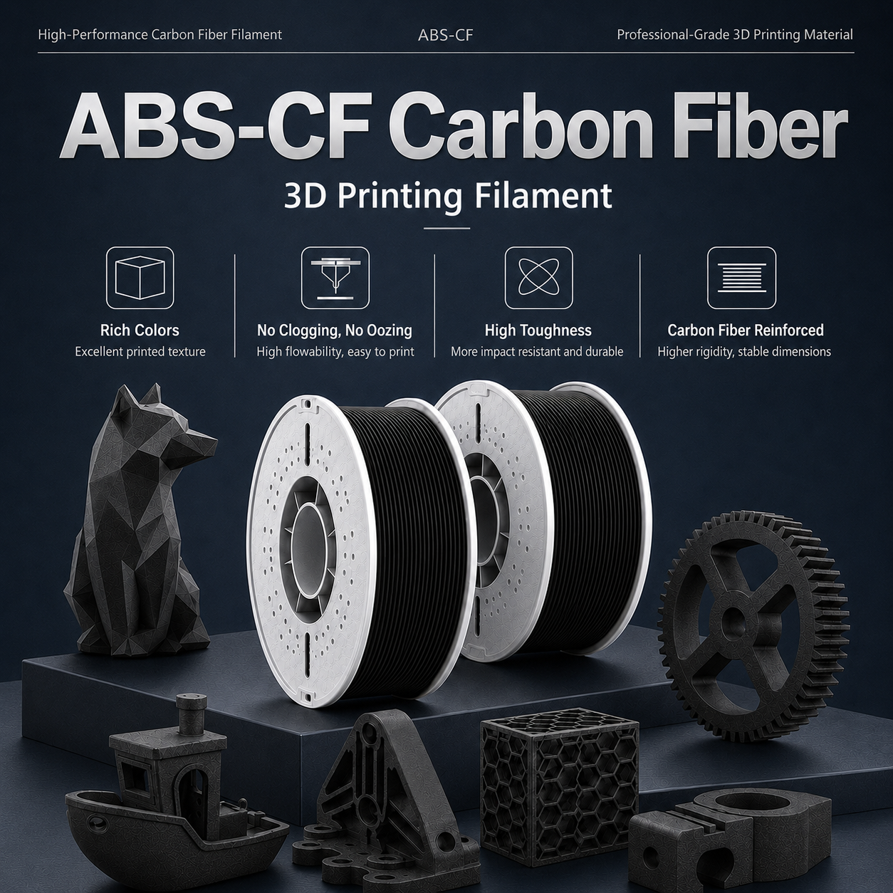 Filadock ABS-CF Filament 1.75mm – 15% Carbon Fiber Reinforced ABS for Engineering & Functional 3D Printing