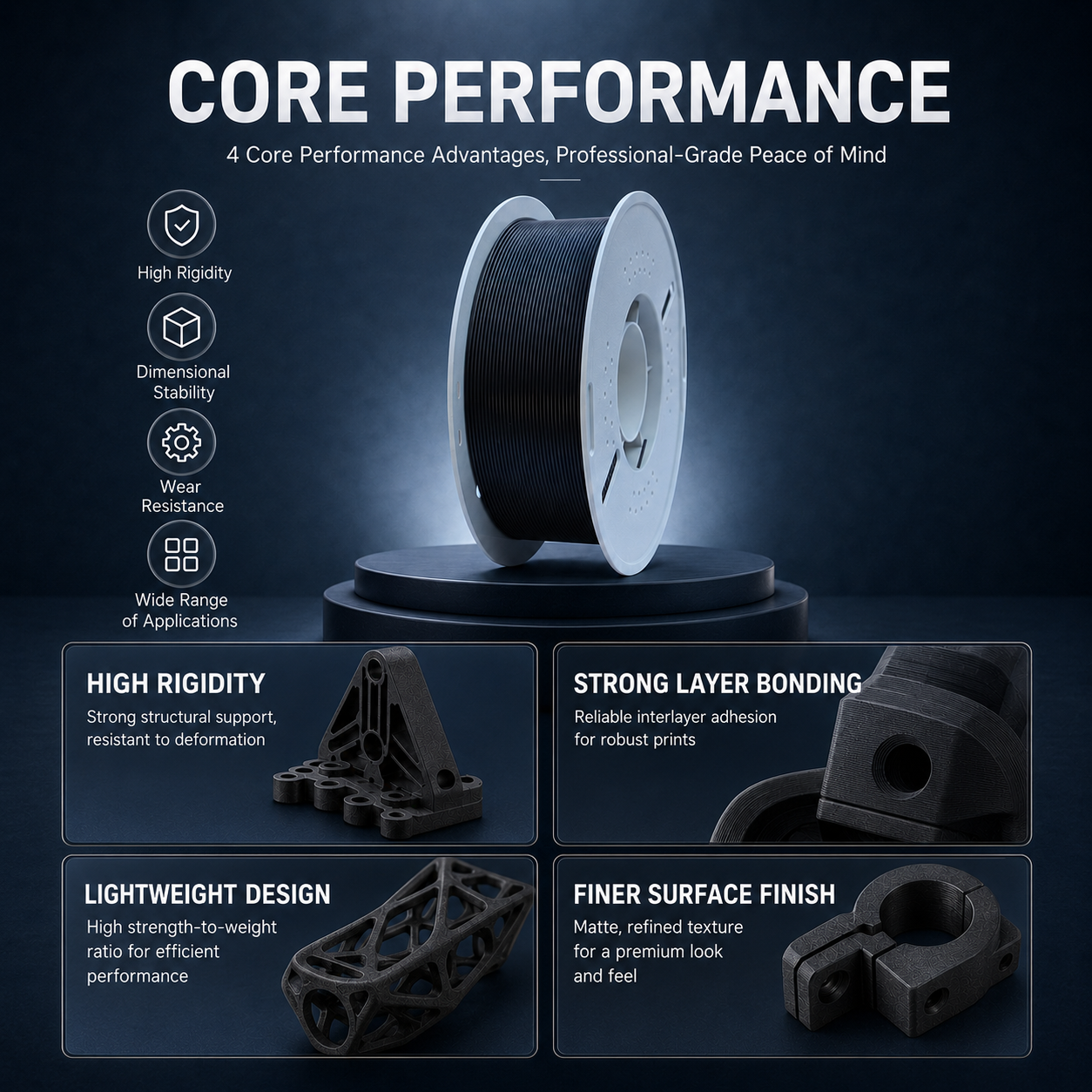 Filadock PLA-CF Filament 1.75mm – Carbon Fiber Reinforced PLA for Matte & Functional 3D Printing