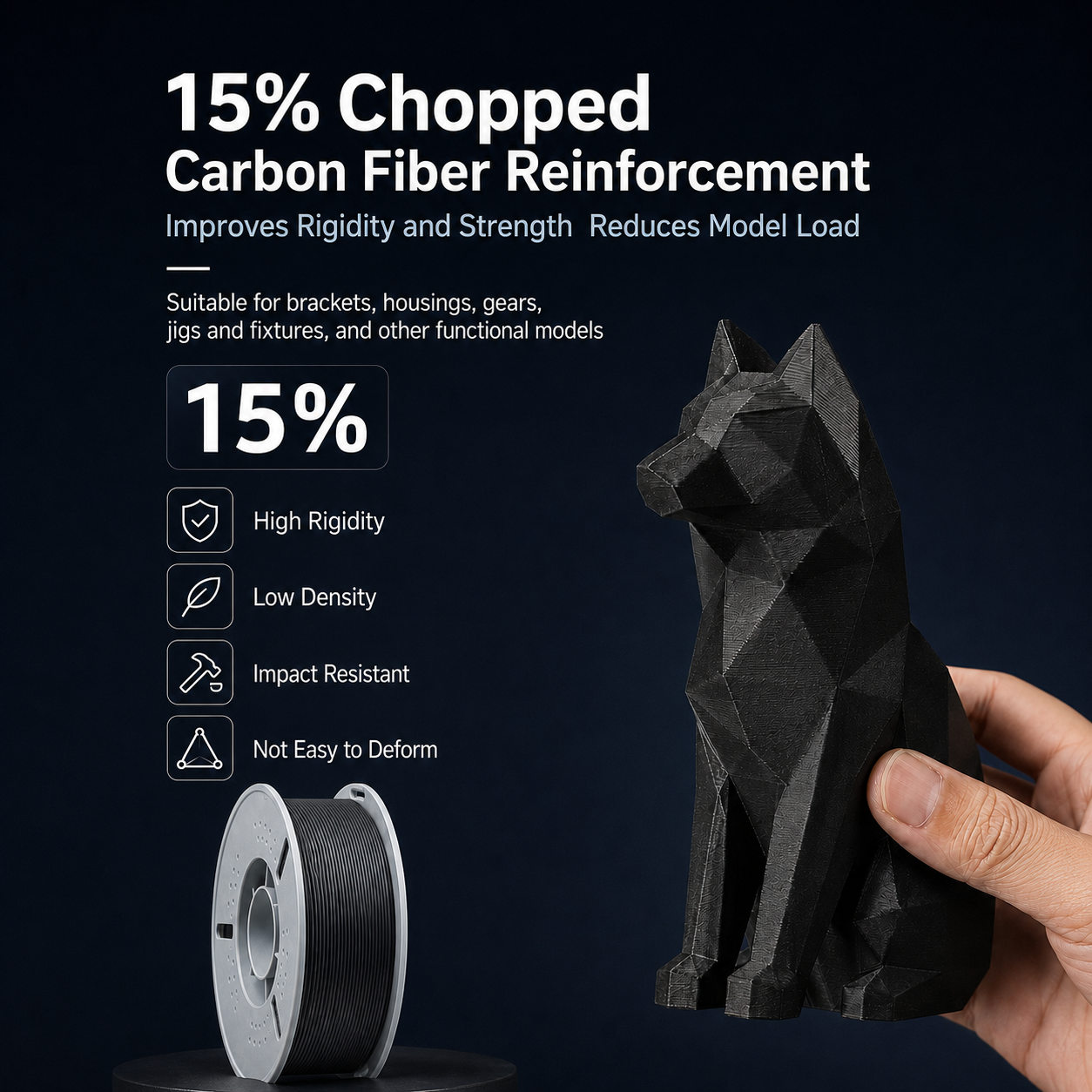 Filadock PETG-CF Filament 1.75mm – 15% Carbon Fiber Reinforced PETG for Structural & Engineering 3D Printing