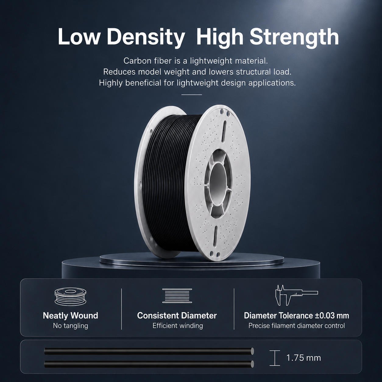 Filadock ABS-CF Filament 1.75mm – 15% Carbon Fiber Reinforced ABS for Engineering & Functional 3D Printing