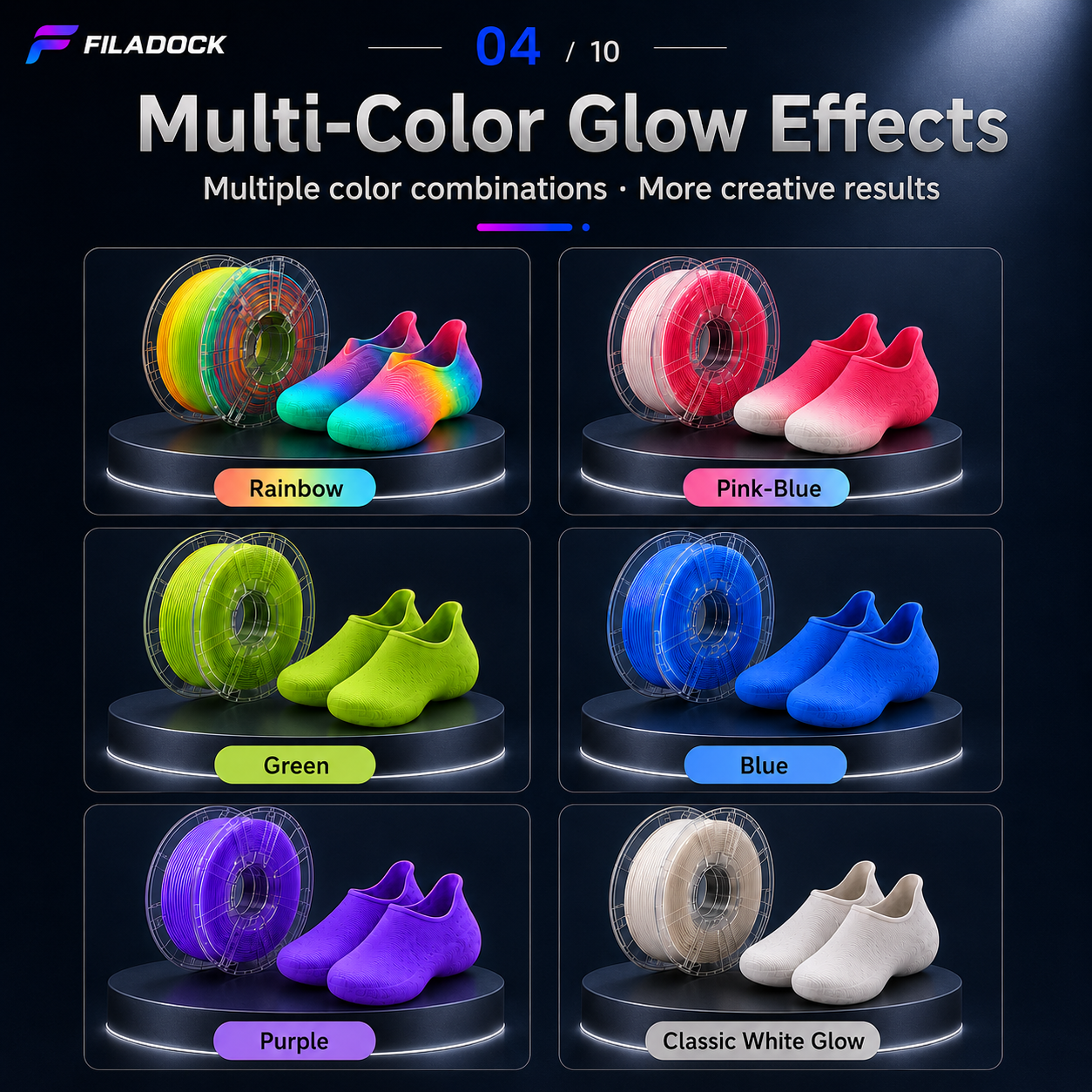 Filadock 85A Glow TPU Filament 1.75mm – Ultra Soft Glow in the Dark TPU for Shoes, Wearables & Flexible Printing