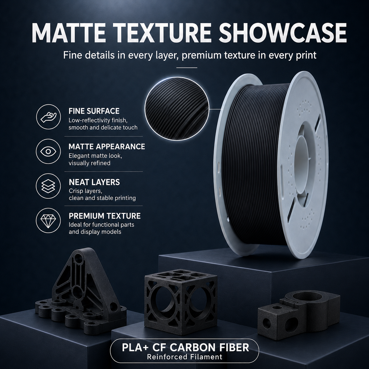 Filadock PLA-CF Filament 1.75mm – Carbon Fiber Reinforced PLA for Matte & Functional 3D Printing