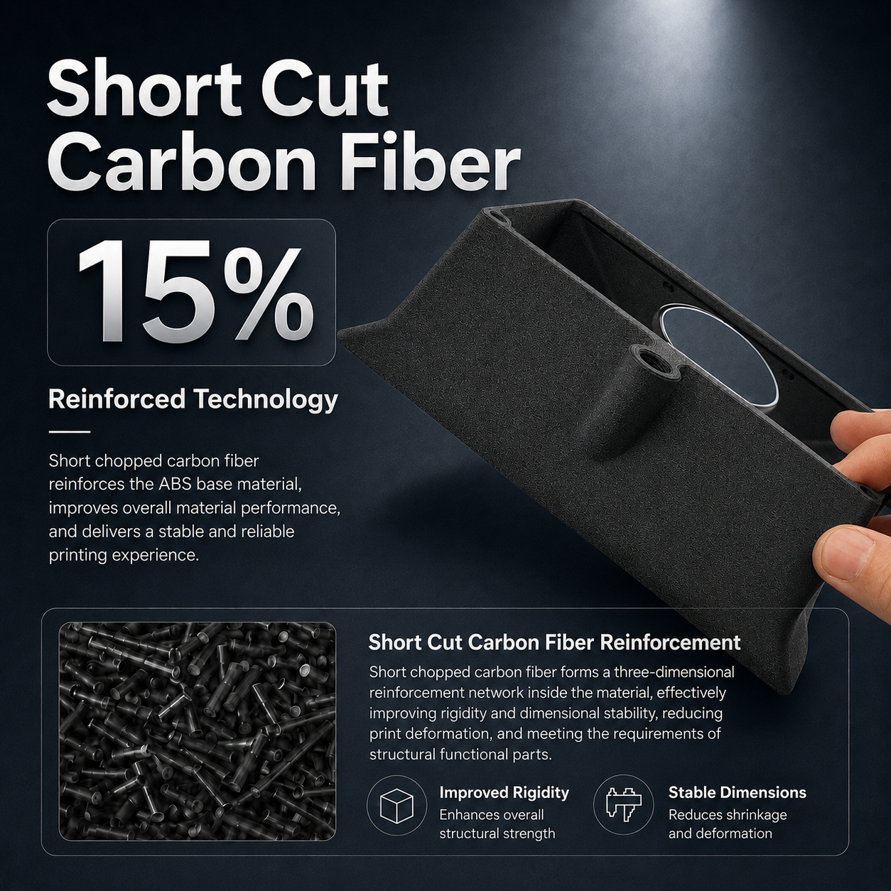 Filadock ABS-CF Filament 1.75mm – 15% Carbon Fiber Reinforced ABS for Engineering & Functional 3D Printing