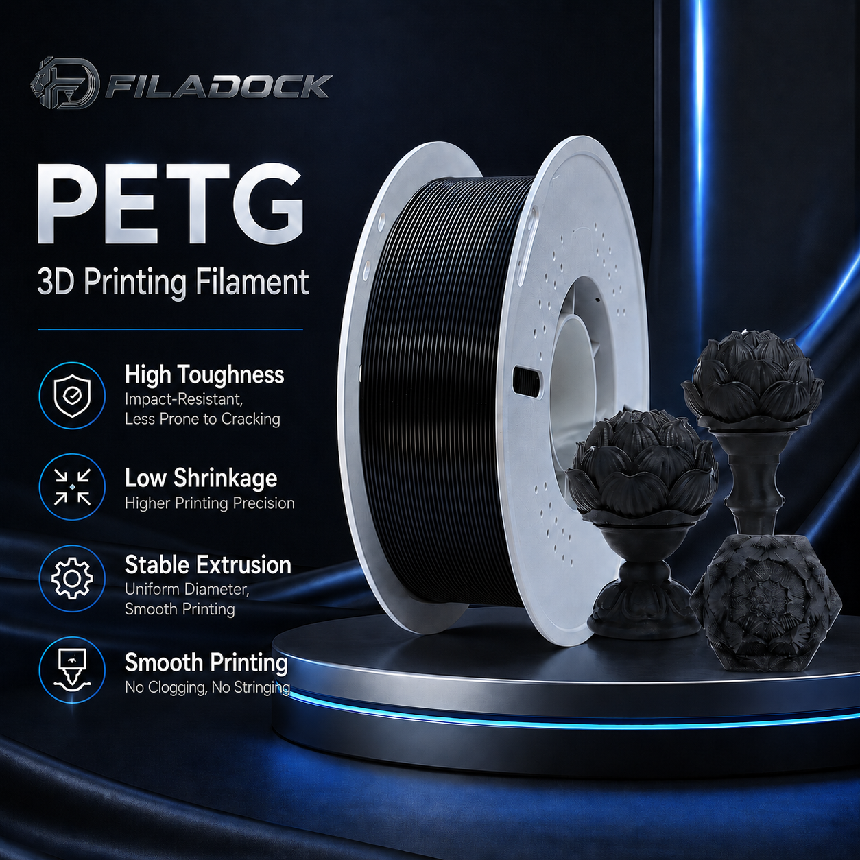 Filadock High Speed PETG Filament 1.75mm – Tough & Durable PETG for Functional 3D Printing