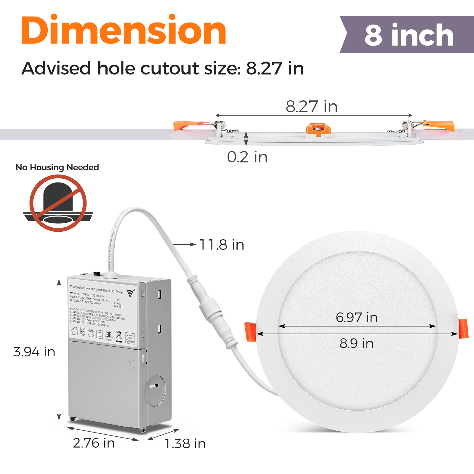 8 Inch LED Recessed Light Manufacturer | OEM Supplier