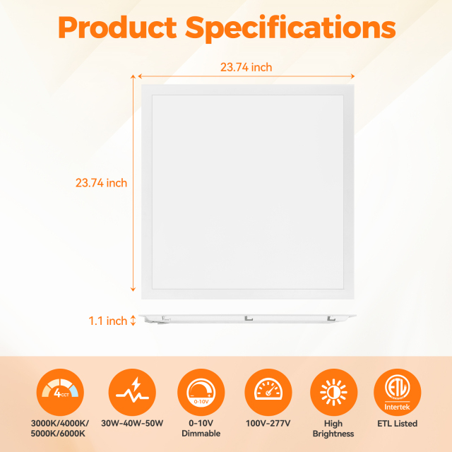 Commercial Grade 2x2 LED Flat Panel Light  4CCT