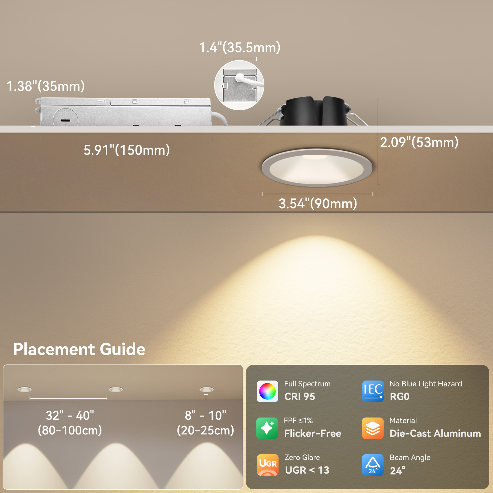 3 Inch Anti Glare Recessed Light Downlight OEM Manufacturer
