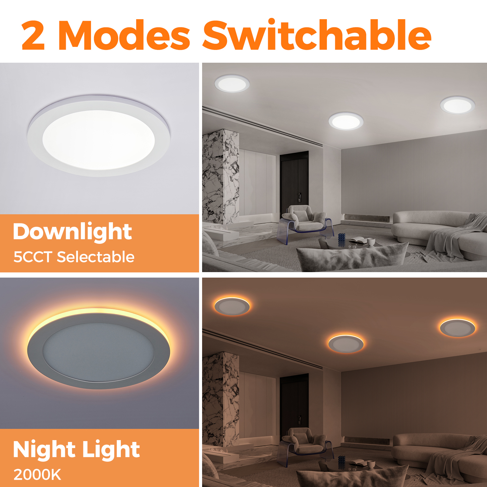 8 Inch LED Recessed Light with Night Light | OEM Factory