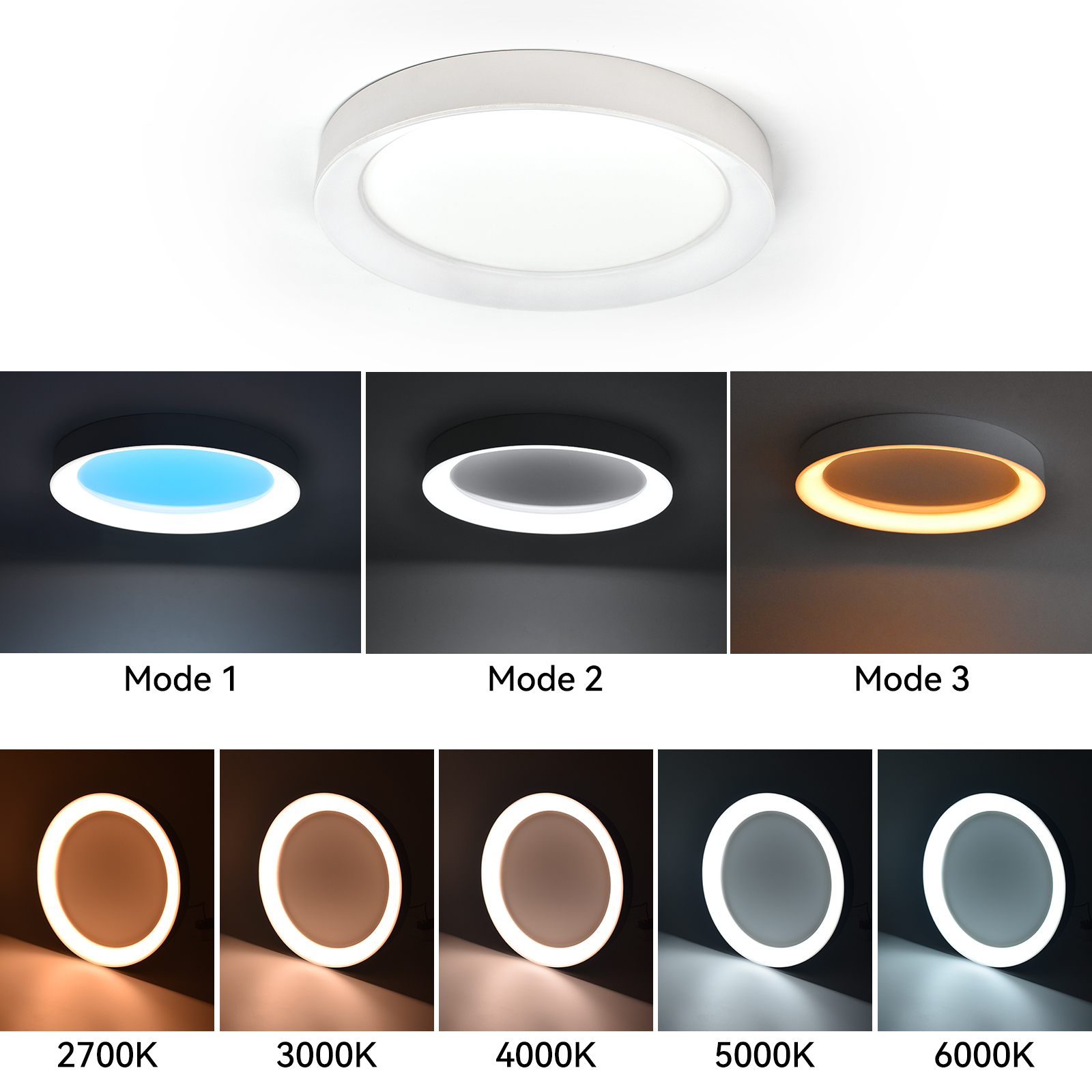 LED Flush Mount Ceiling Light with Night Light & Skylight