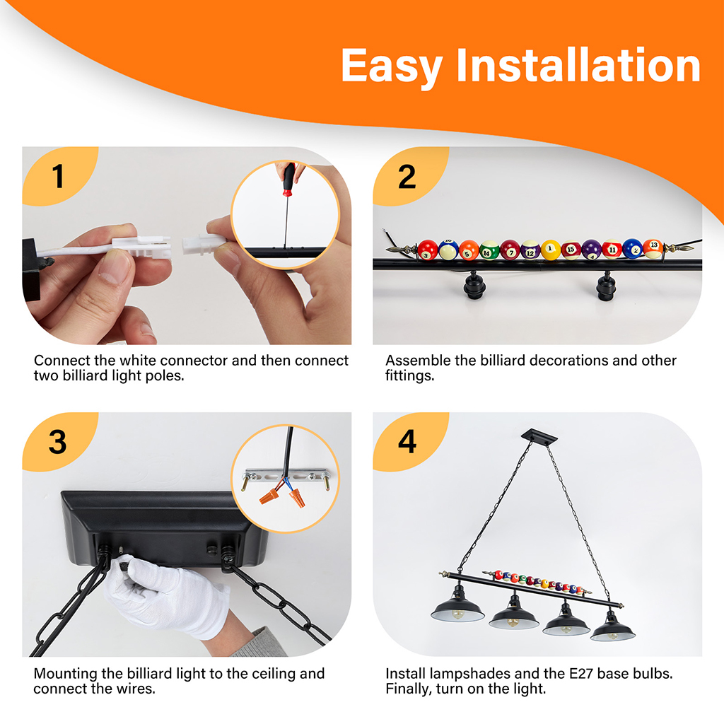 OEM 4-Light Pool Table Pendant Light Manufacturer