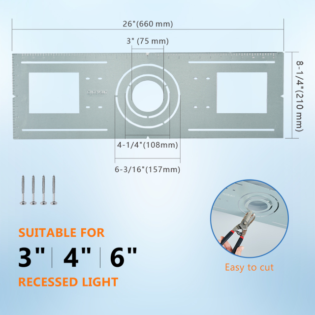 Universal Rough-In Plate for 3" 4" 6" Wafer Lights